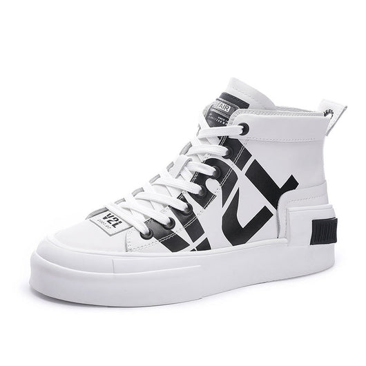 High-top Tide Shoes Korean Casual Lace-up Printed Sneakers HFD806566M