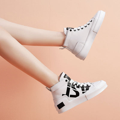 High-top Tide Shoes Korean Casual Lace-up Printed Sneakers HFD806566M