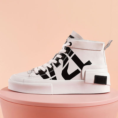 High-top Tide Shoes Korean Casual Lace-up Printed Sneakers HFD806566M