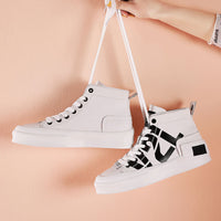 High-top Tide Shoes Korean Casual Lace-up Printed Sneakers HFD806566M