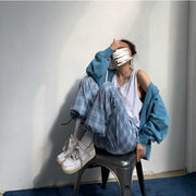 Plaid Drawstring Pants New Plaid High Waist Casual Pants Drawstring Sports Overalls Women