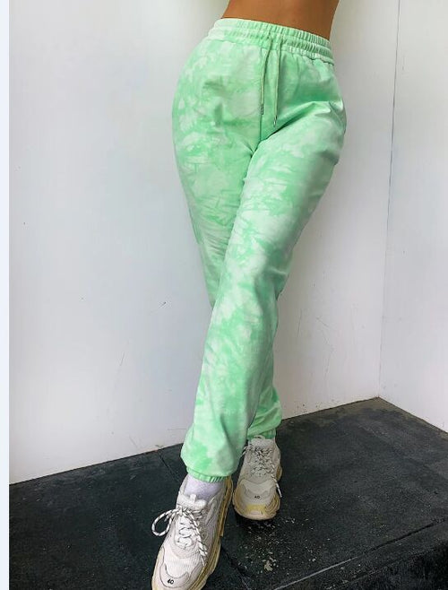 Tie-dye Sports Tie Drawstring Casual Trousers