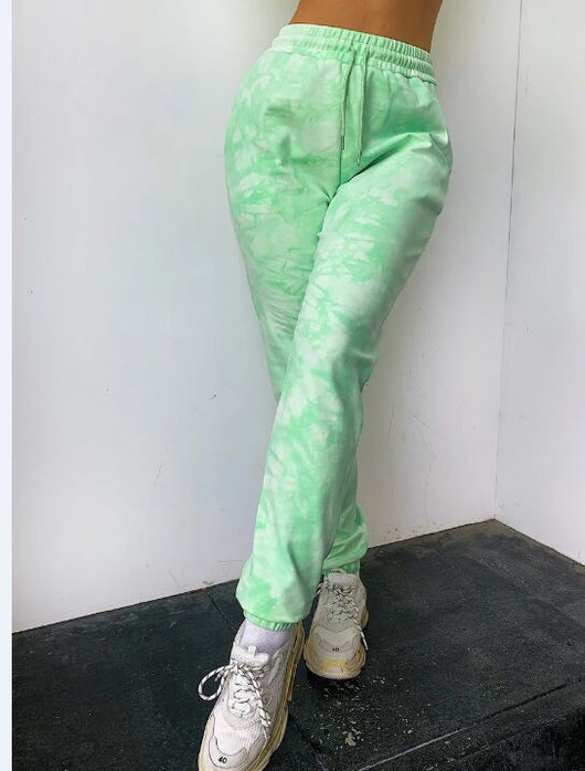 Tie-dye Sports Tie Drawstring Casual Trousers