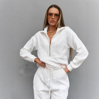 Loose Zip Top Drawstring Trousers Two-piece Set