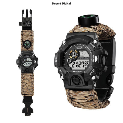 Multifunctional Parachute Cord Waterproof Watch Outdoor Survival Bracelet Sports Strap
