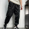 Men's Elastic Waist Zipper Big Pockets Drawstring Sports Cargo Pants