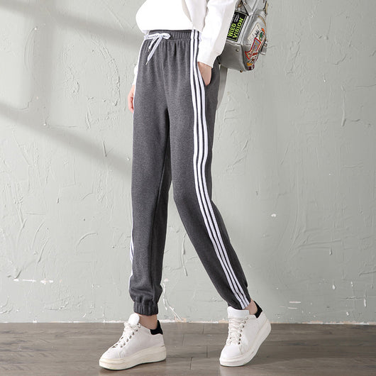 With velvet sport watch in autumn and winter winter female big fat code MM student casual pants