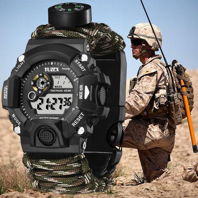 Multifunctional Parachute Cord Waterproof Watch Outdoor Survival Bracelet Sports Strap