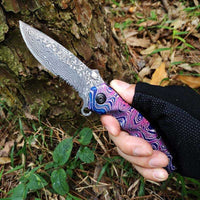 Stainless Steel Outdoor Tool Damascus Grain Folding Blade