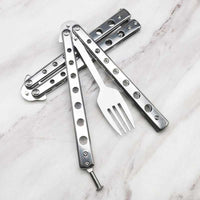 Stainless Steel Practice Butterfly Knife Folding End Blade