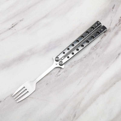 Stainless Steel Practice Butterfly Knife Folding End Blade