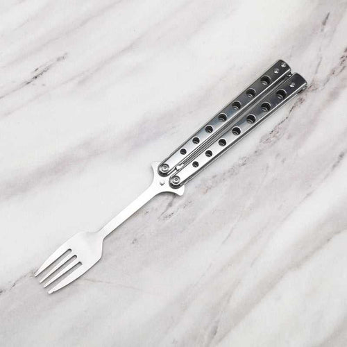Stainless Steel Practice Butterfly Knife Folding End Blade