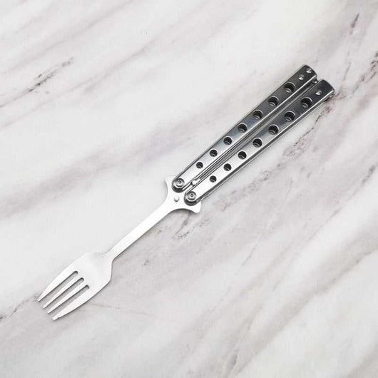 Stainless Steel Practice Butterfly Knife Folding End Blade