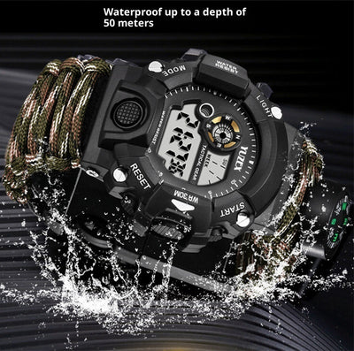 Multifunctional Parachute Cord Waterproof Watch Outdoor Survival Bracelet Sports Strap