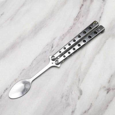 Stainless Steel Practice Butterfly Knife Folding End Blade