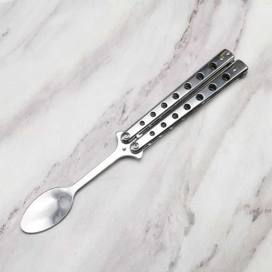 Stainless Steel Practice Butterfly Knife Folding End Blade
