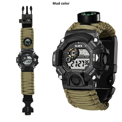 Multifunctional Parachute Cord Waterproof Watch Outdoor Survival Bracelet Sports Strap