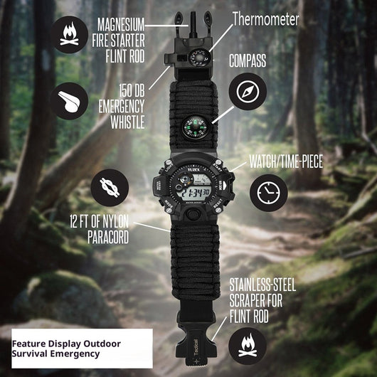Multifunctional Parachute Cord Waterproof Watch Outdoor Survival Bracelet Sports Strap